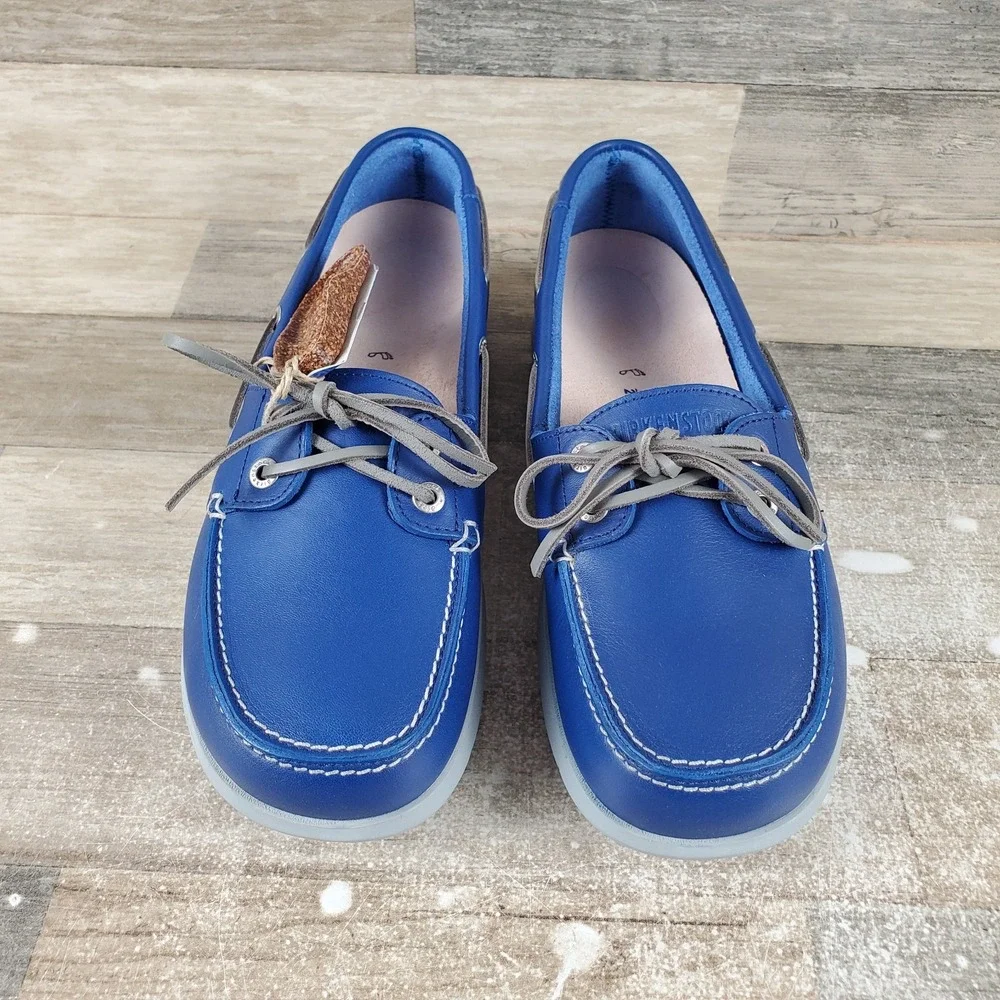 Birkenstock Tennessee Mens Sider Loafers Sz 9 Mid Blue Leather Regular Fit